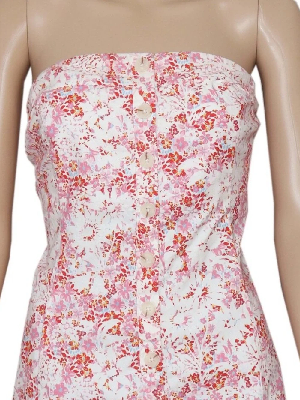 NWT Free People Tomas Mini Dress Floral Printed Strapless Smocked L $128